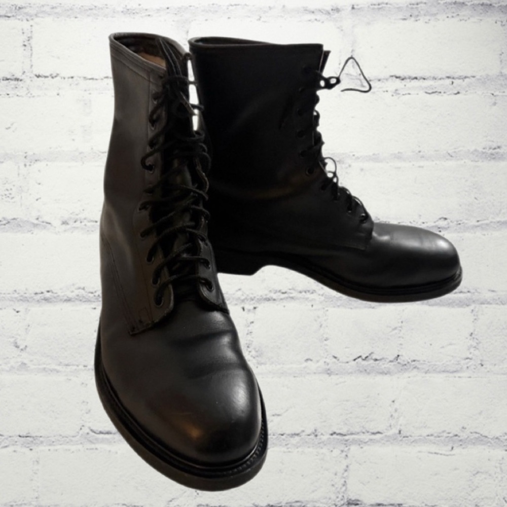 Vintage 1992 Wolverine Combat Boots Men’s 10.5R Black Leather Military - Picture 6 of 16